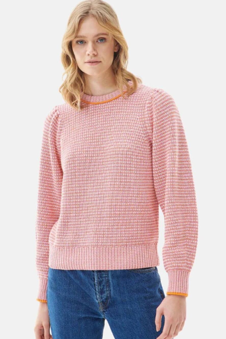 Barbour Snapdragon Sweater Crew Neck Puff Balloon Sleeve Chunky Knit Pullover